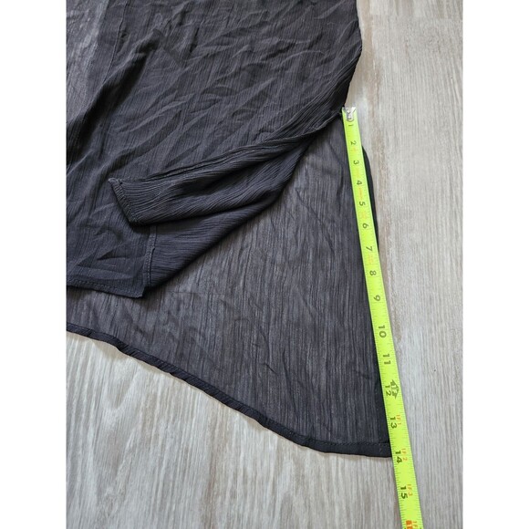 Steve Madden Gauze Mid Length Kimono Cover-up Black Collared Sheer OS EUC - Picture 7 of 8